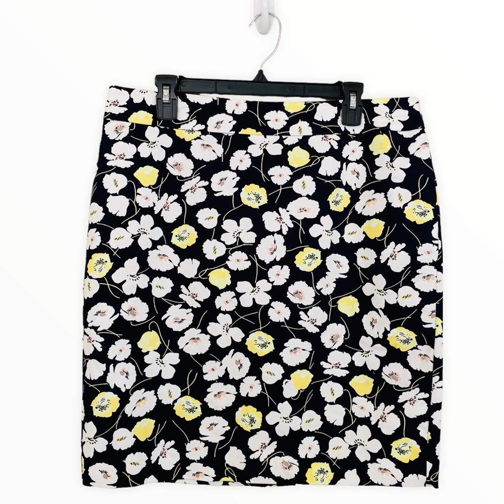 PLUS Ann Taylor NEW Navy & Yellow Floral‎ Pencil Skirt Size 14